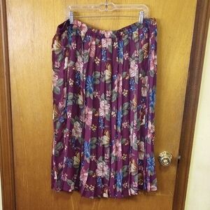 Alfred Dunner, Size 24W, Floral Pleated Polyester Skirt, Elastic Waist